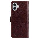 For iPhone 16 Plus Embossed Sunflower Pattern Flip Leather Phone Case(Brown) - 3