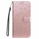 For iPhone 16 Plus Embossed Sunflower Pattern Flip Leather Phone Case(Rose Gold) - 2