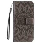 For iPhone 16 Plus Embossed Sunflower Pattern Flip Leather Phone Case(Grey) - 2