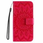 For iPhone 16 Plus Embossed Sunflower Pattern Flip Leather Phone Case(Red) - 2