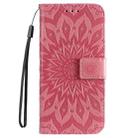 For iPhone 16 Plus Embossed Sunflower Pattern Flip Leather Phone Case(Pink) - 2