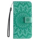 For iPhone 16 Plus Embossed Sunflower Pattern Flip Leather Phone Case(Green) - 2