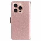 For iPhone 16 Pro Embossed Sunflower Pattern Flip Leather Phone Case(Rose Gold) - 3