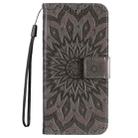 For iPhone 16 Pro Embossed Sunflower Pattern Flip Leather Phone Case(Grey) - 2