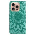 For iPhone 16 Pro Embossed Sunflower Pattern Flip Leather Phone Case(Green) - 3