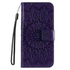 For iPhone 16 Pro Max Embossed Sunflower Pattern Flip Leather Phone Case(Purple) - 2