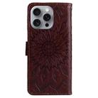 For iPhone 16 Pro Max Embossed Sunflower Pattern Flip Leather Phone Case(Brown) - 3