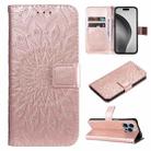 For iPhone 16 Pro Max Embossed Sunflower Pattern Flip Leather Phone Case(Rose Gold) - 1