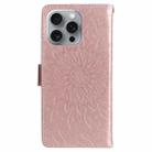 For iPhone 16 Pro Max Embossed Sunflower Pattern Flip Leather Phone Case(Rose Gold) - 3