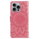 For iPhone 16 Pro Max Embossed Sunflower Pattern Flip Leather Phone Case(Pink) - 3