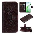 For OnePlus Nord CE4 Embossed Sunflower Pattern Flip Leather Phone Case(Brown) - 1