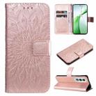 For OnePlus Nord CE4 Embossed Sunflower Pattern Flip Leather Phone Case(Rose Gold) - 1