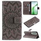 For OnePlus Nord CE4 Embossed Sunflower Pattern Flip Leather Phone Case(Grey) - 1