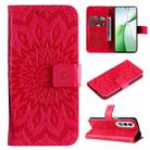 For OnePlus Nord CE4 Embossed Sunflower Pattern Flip Leather Phone Case(Red) - 1