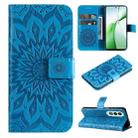 For OnePlus Nord CE4 Embossed Sunflower Pattern Flip Leather Phone Case(Blue) - 1