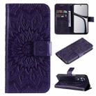 For Realme C65 4G Embossed Sunflower Pattern Flip Leather Phone Case(Purple) - 1