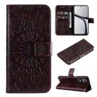 For Realme C65 4G Embossed Sunflower Pattern Flip Leather Phone Case(Brown) - 1