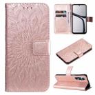 For Realme C65 4G Embossed Sunflower Pattern Flip Leather Phone Case(Rose Gold) - 1