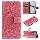 For Realme C65 4G Embossed Sunflower Pattern Flip Leather Phone Case(Pink) - 1