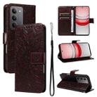 For Realme 14x 5G Global Embossed Sunflower Pattern Flip Leather Phone Case(Brown) - 1
