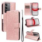 For Realme 14x 5G Global Embossed Sunflower Pattern Flip Leather Phone Case(Rose Gold) - 1