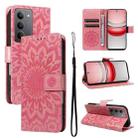 For Realme 14x 5G Global Embossed Sunflower Pattern Flip Leather Phone Case(Pink) - 1