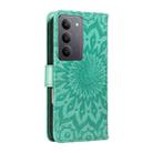 For Realme 14x 5G Global Embossed Sunflower Pattern Flip Leather Phone Case(Green) - 3