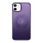 For iPhone 12 MagSafe Holder PC Hybrid TPU Phone Case(Matte Purple) - 1