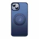 For iPhone 13 MagSafe Holder PC Hybrid TPU Phone Case(Matte Blue) - 1