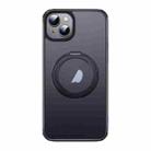 For iPhone 15 Plus MagSafe Holder PC Hybrid TPU Phone Case(Matte Black) - 1