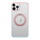 For iPhone 15 Pro MagSafe Holder PC Hybrid TPU Phone Case(Pink Blue) - 1