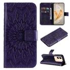 For vivo V29e Global / Y200 5G Global Embossed Sunflower Pattern Flip Leather Phone Case(Purple) - 1