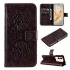 For vivo V29e Global / Y200 5G Global Embossed Sunflower Pattern Flip Leather Phone Case(Brown) - 1