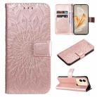 For vivo V29e Global / Y200 5G Global Embossed Sunflower Pattern Flip Leather Phone Case(Rose Gold) - 1