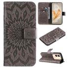 For vivo V29e Global / Y200 5G Global Embossed Sunflower Pattern Flip Leather Phone Case(Grey) - 1