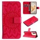 For vivo V29e Global / Y200 5G Global Embossed Sunflower Pattern Flip Leather Phone Case(Red) - 1