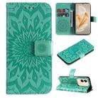 For vivo V29e Global / Y200 5G Global Embossed Sunflower Pattern Flip Leather Phone Case(Green) - 1