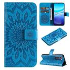 For vivo Y200e 5G Global / V30 Lite India Embossed Sunflower Pattern Flip Leather Phone Case(Blue) - 1