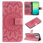 For vivo Y38 / Y200i / T3x Global Embossed Sunflower Pattern Flip Leather Phone Case(Pink) - 1