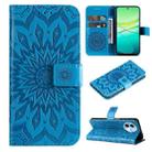 For vivo Y38 / Y200i / T3x Global Embossed Sunflower Pattern Flip Leather Phone Case(Blue) - 1