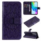 For vivo Y03 4G Embossed Sunflower Pattern Flip Leather Phone Case(Purple) - 1
