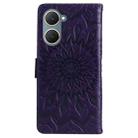 For vivo Y03 4G Embossed Sunflower Pattern Flip Leather Phone Case(Purple) - 3