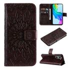 For vivo Y03 4G Embossed Sunflower Pattern Flip Leather Phone Case(Brown) - 1