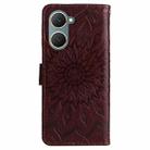 For vivo Y03 4G Embossed Sunflower Pattern Flip Leather Phone Case(Brown) - 3