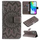 For vivo Y03 4G Embossed Sunflower Pattern Flip Leather Phone Case(Grey) - 1