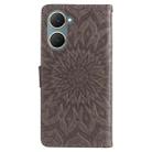 For vivo Y03 4G Embossed Sunflower Pattern Flip Leather Phone Case(Grey) - 3