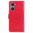 For vivo Y03 4G Embossed Sunflower Pattern Flip Leather Phone Case(Red) - 3