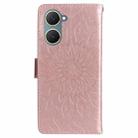 For vivo Y03 4G Embossed Sunflower Pattern Flip Leather Phone Case(Pink) - 3