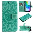 For vivo Y03 4G Embossed Sunflower Pattern Flip Leather Phone Case(Green) - 1