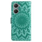 For vivo Y03 4G Embossed Sunflower Pattern Flip Leather Phone Case(Green) - 3